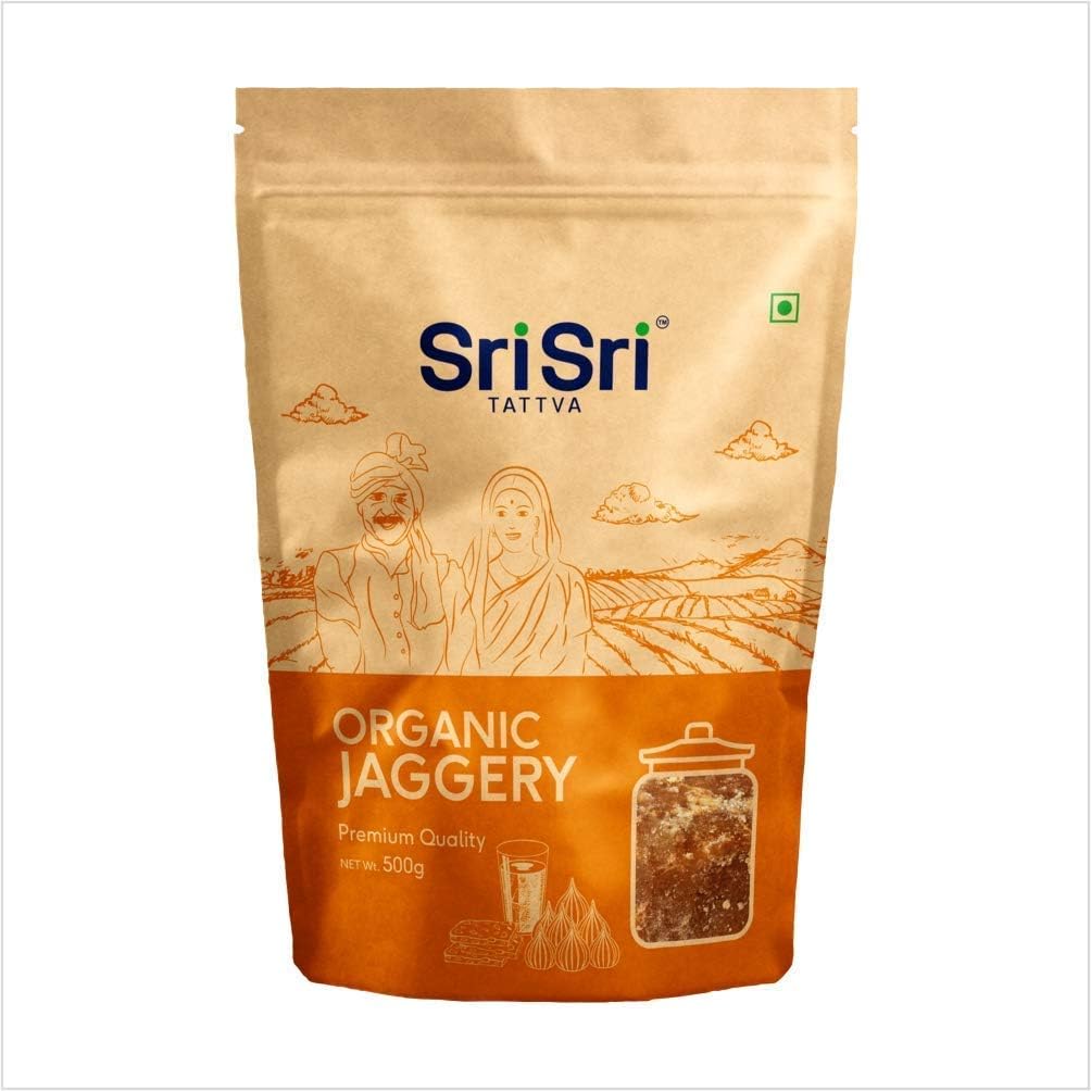 Sri Sri TATTVA shuddhta ka naam Organic Jaggery, 500g (Powdered Form) (Pack of 5)