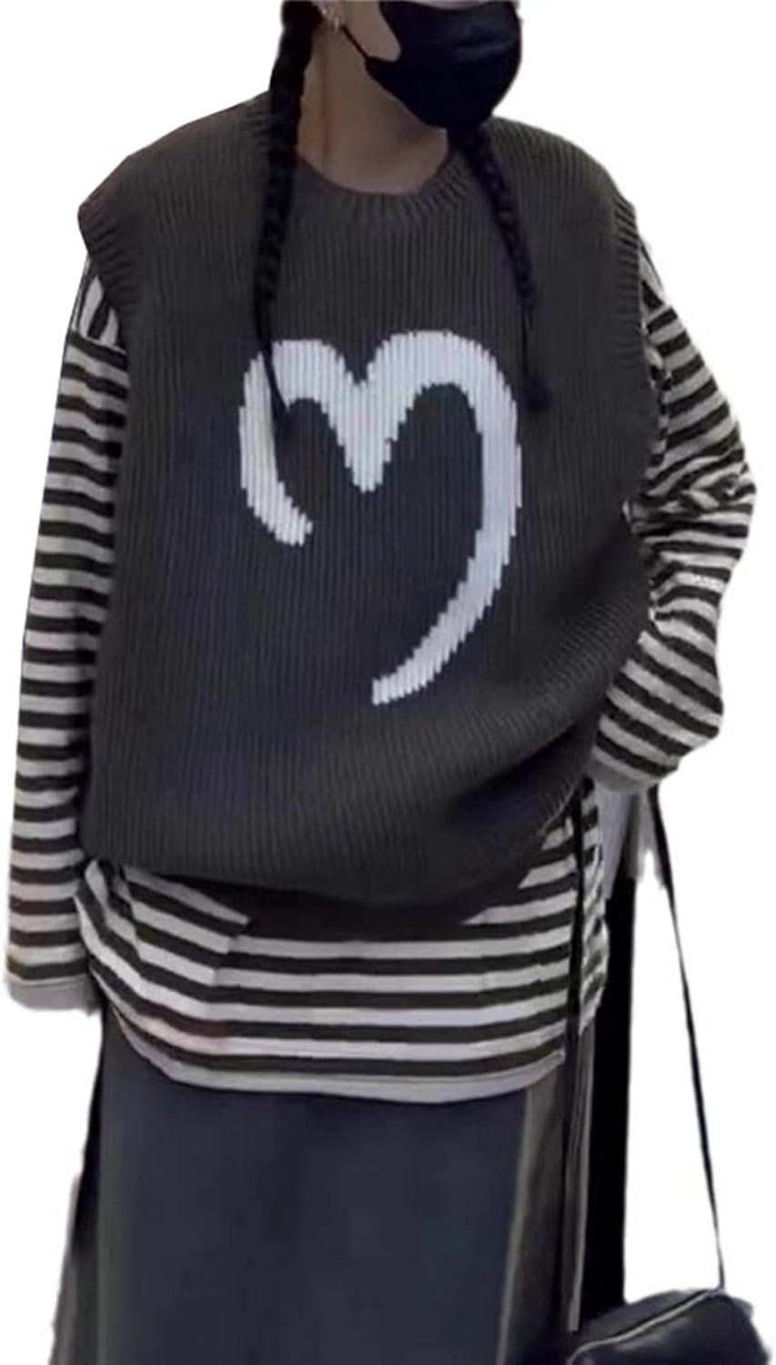 [Monotory] ニットベスト レディース 春秋冬 ショート丈 袖なし 丸首 レイヤード ゆったり 体型カバー 着痩せ フリーサ