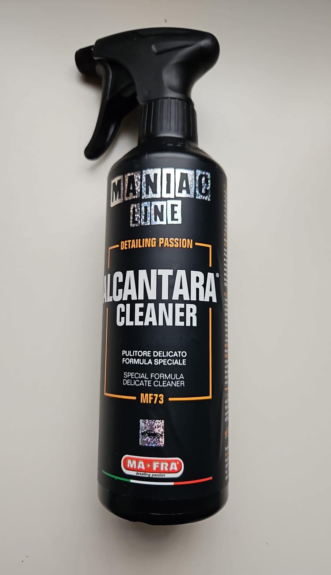 KIT MAFRA MANIAC LINE ALCANTARA CLEANER + SPUGNETTA LUCIDA AUTO + PANNO HEAVY WORK PULIZIA MACCHIE OSTINATE SPORCHI MISTI SU TESSUTI SEDILI