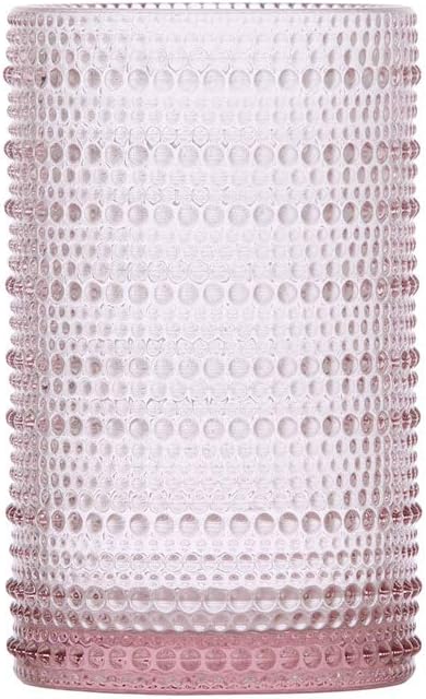 Fortessa Jupiter Beaded Hobnail Glass - 13 oz Iced Beverage (Set of 6) Pink
