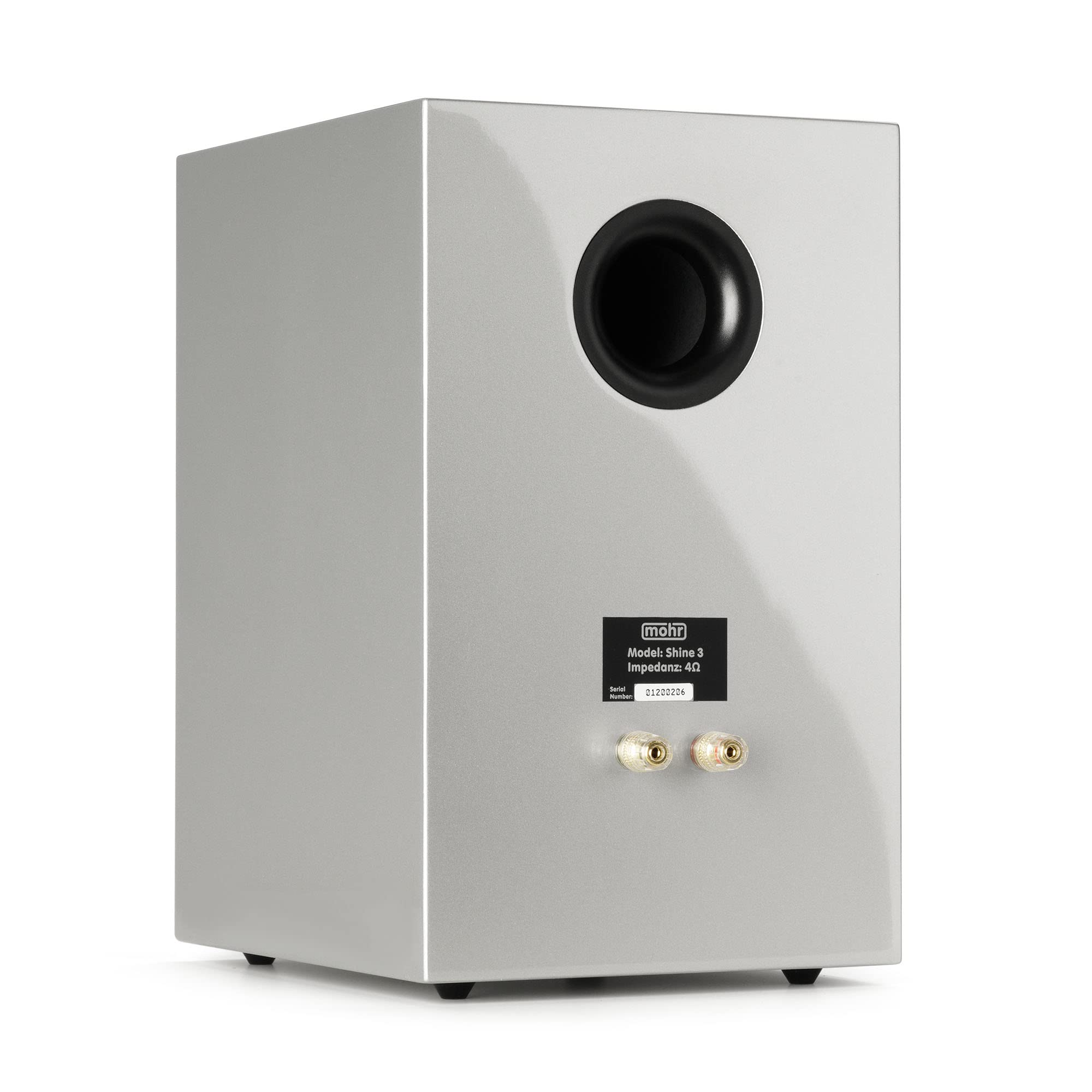 mohr 1 Paar Kompaktlautsprecher Shine 3 Silber HiFi Regallautsprecher in Klavierlack Optik Hochglanz