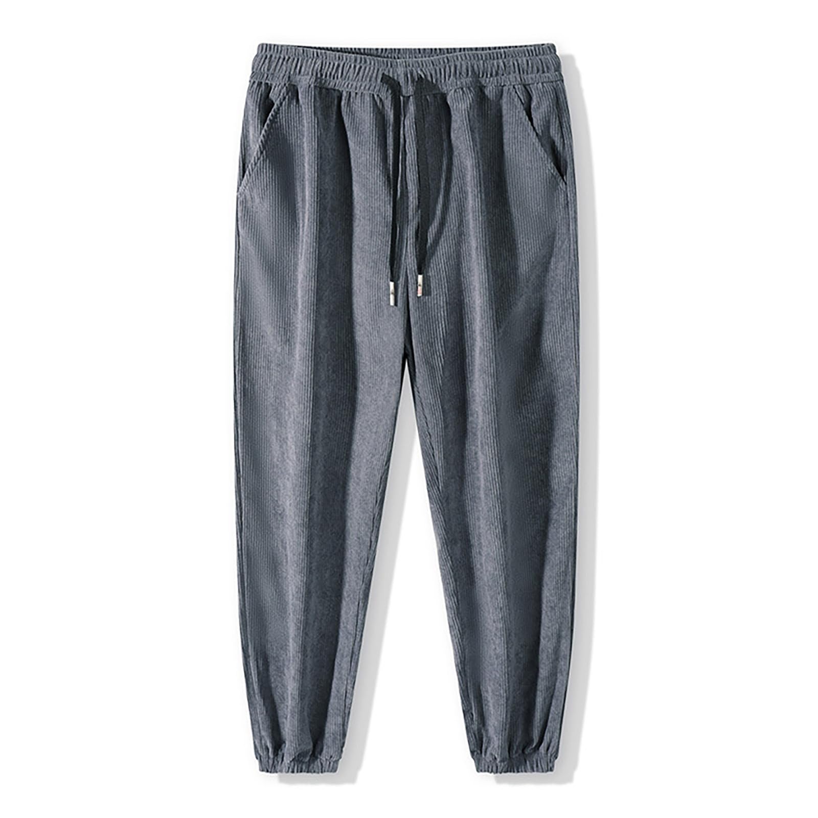 Generisch Pantaloni da uomo in velluto a coste, leggeri, S-3XL, pantaloni harem da uomo, vestibilità ampia, per il tempo libero, con elastico, con tasche, tinta unita, morbidi, comodi