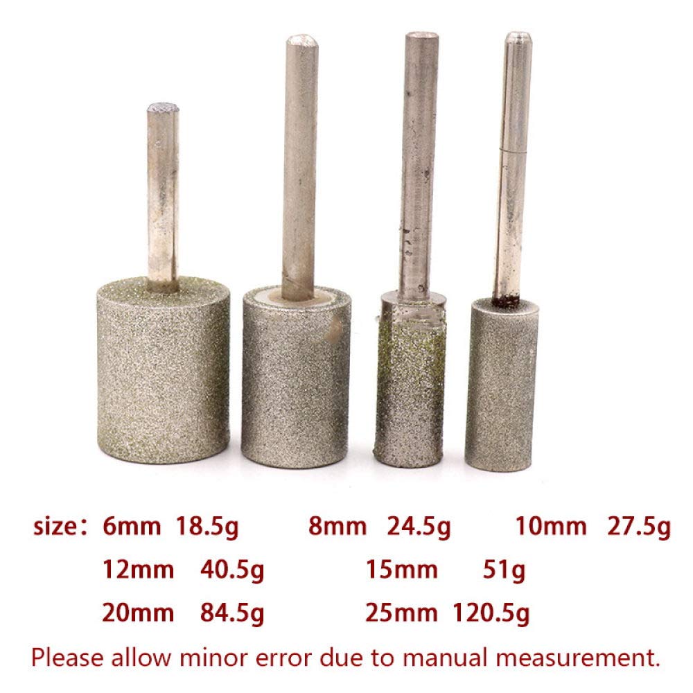 Diamentowe wiertarki Trzonek 6 mm, typ cylindryczny 8-25 mm, galwanizowana głowica szlifierska z diamentu, narzędzie korundowe, frezy do rzeźbienia w jadeicie, szlifowanie precyzyjne, gruboziarniste(2