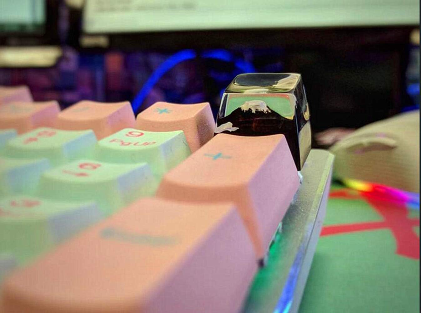 Handmade SA Profile Mount Fuji Wood & Resin Artisan Keycap Micro Landscape Key Cap for Cherry MX Mechanical Keyboard Replacement