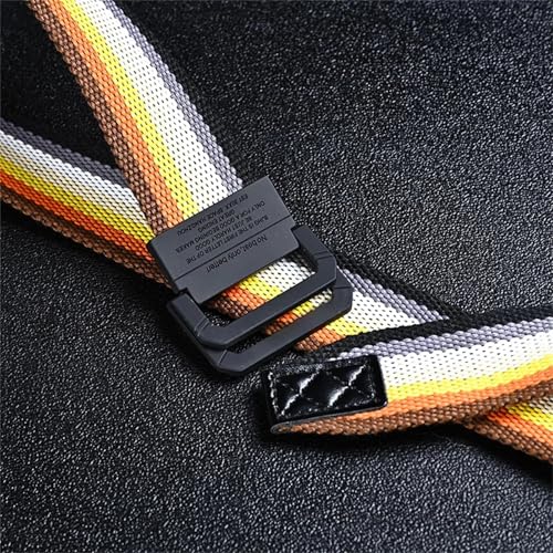 1.5" Canvas Belt, No Holes Adjustable Edge, Seven Color Double Loop Buckle, Striped Men's and Women's Belts (Orange, Waist 30"-36" (Length 45"))4