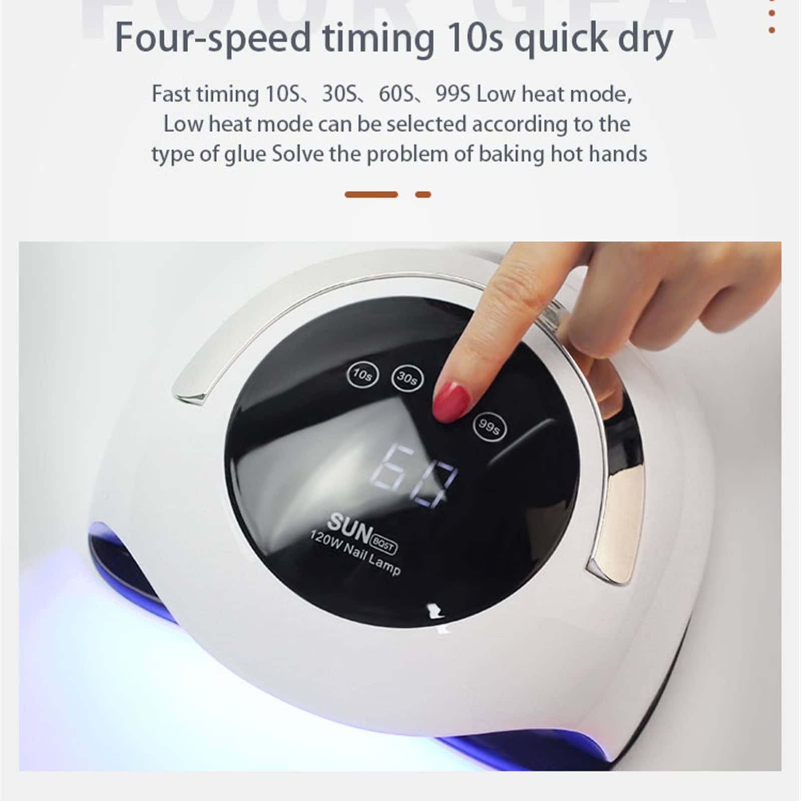 ZYC Tocca Pulsante per Unghie Lampada per Unghie 120W 36 Perline UV Lampada Lampada Aggiornamento Tutta la Lampada per Polacco Gel Polish Phototherapy Auto Nail Secchio