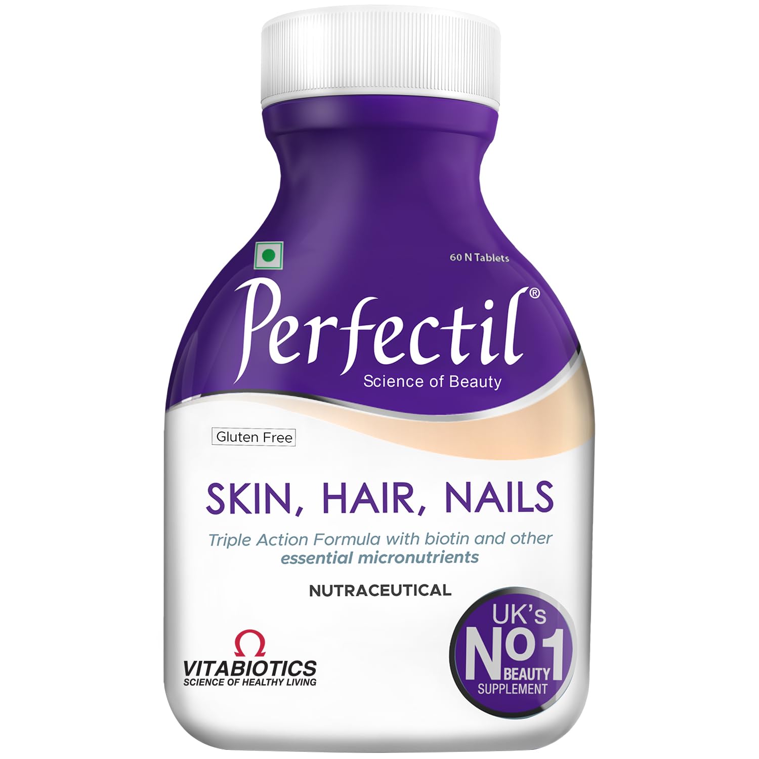 Perfectil Multivitamin Skin, Hair & Nail 60 Tablets – Supports Healthy Skin, Hair, and Nails with Biotin, Grape Seed Extract, Calcium, and Magnesium | Container Pack