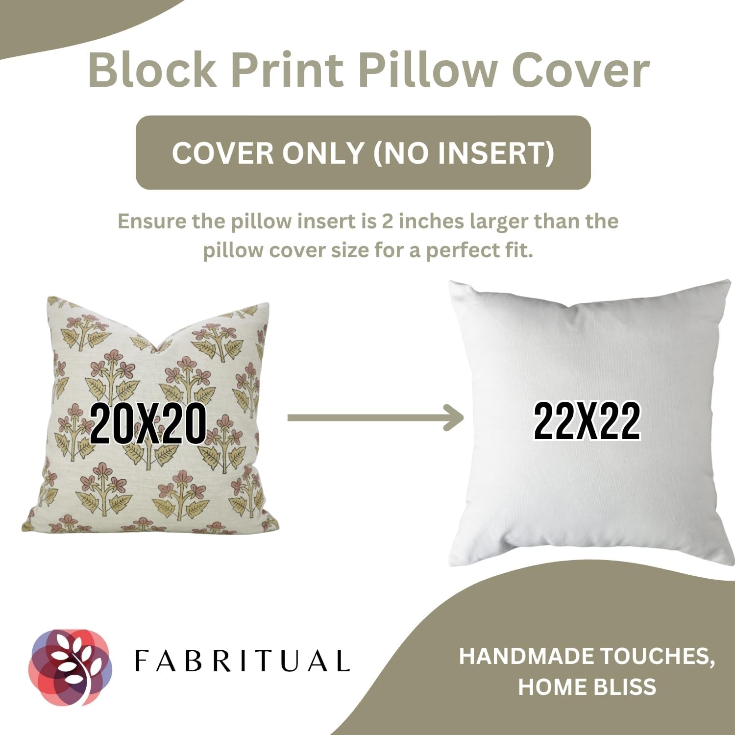 Floral Vintage Throw Wine Pillow Cover 20X20 Inches Block Print Farmhouse Decorative Cushioncase Accent Home Décor for Sofa Couch Living or Bedroom, Linen Square, Gift Summer, Chahat