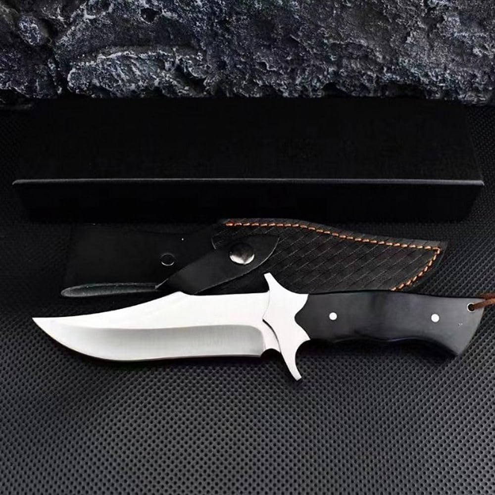 Genérico TEERMA JN6 Cuchillo Supervivencia Caza Monte bushcraft Camping Outdoor Campo - Con vaina cutánea, Se utiliza principalmente para la caza y el senderismo.