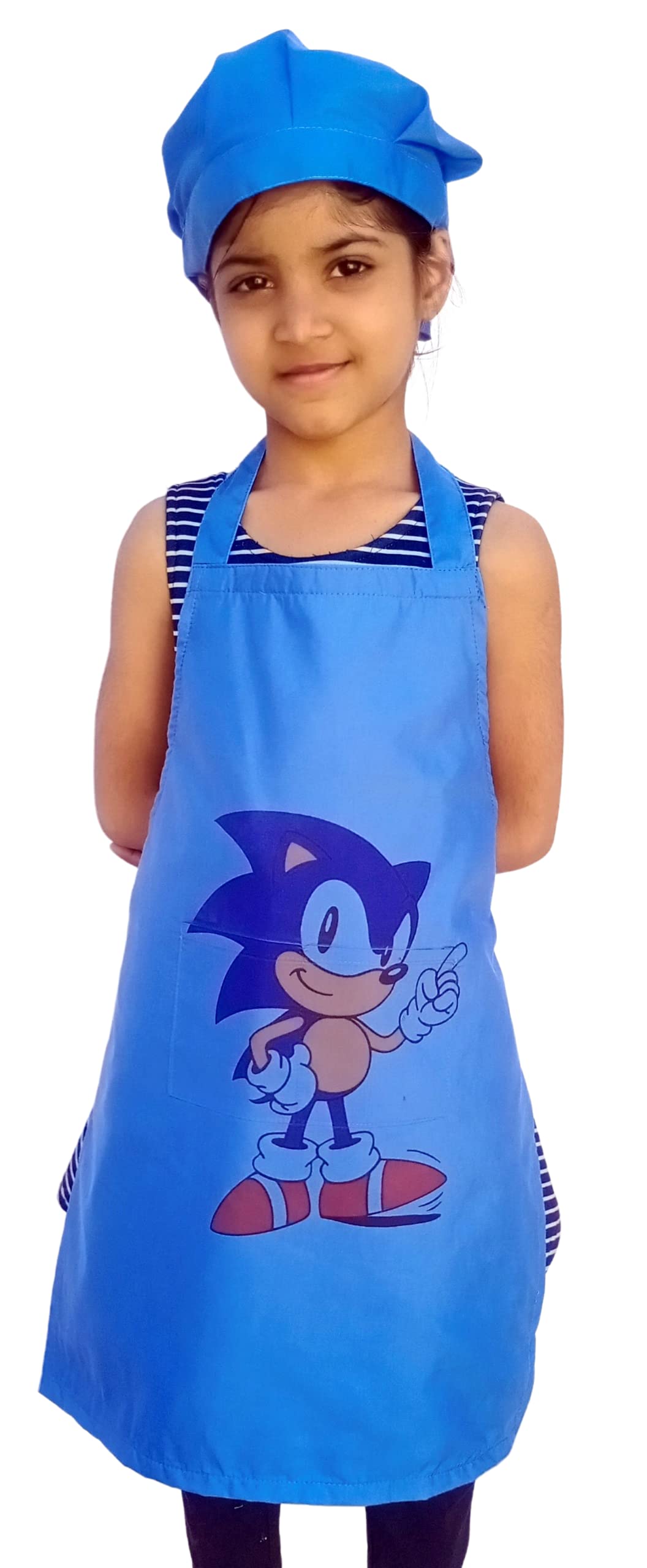 RASHO Blue, Sonic Printed kid Apron with Cap