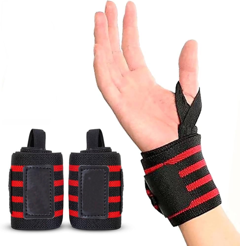Wrist Supporter for Gym Wrist Band Gym with Thumb Loop Straps - Wrist Wrap Gym Accessories for Men Hand Grip & Wrist Support Sports Straps for Gym, Weightlifting (PACK OF 1 PAIR, RED)-image-34
