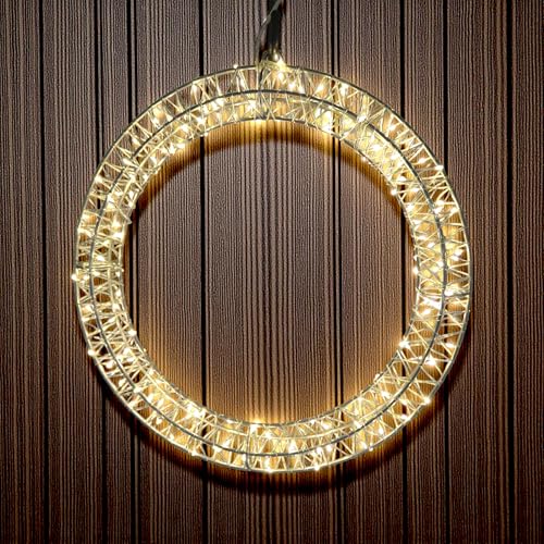 Metall Lichtkranz Silber 30 cm warm weiß mit Timer - 150 LED -...