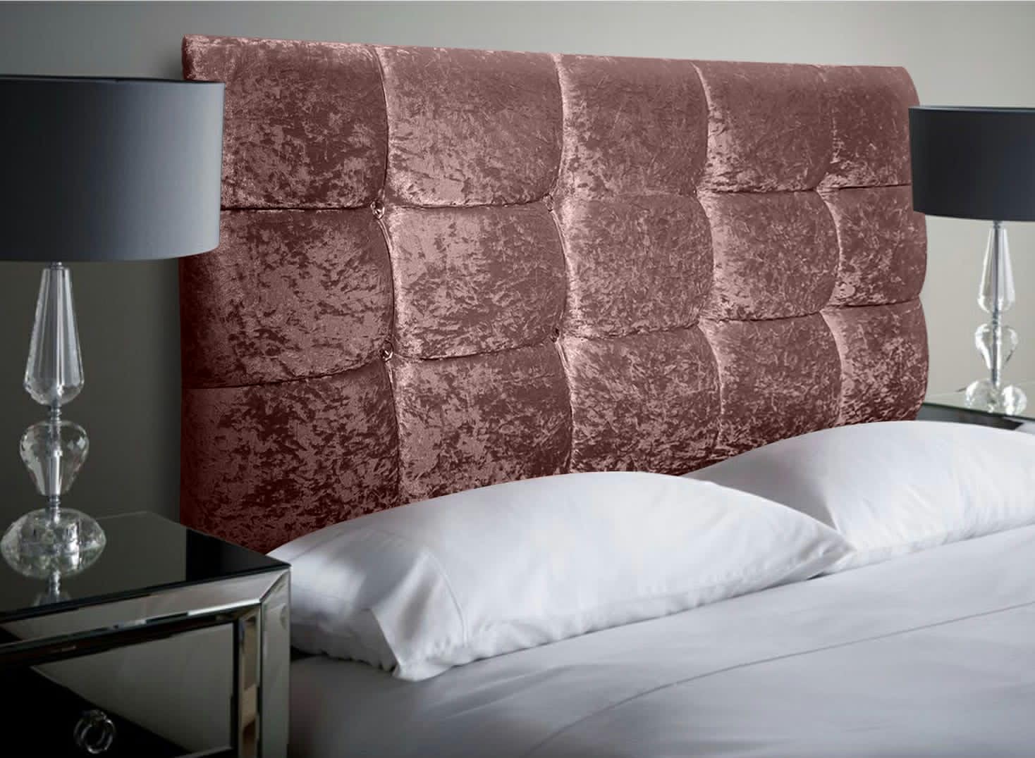 Somna Living Crush Velvet Upholstered Headboard (Pink, 3FT Single)