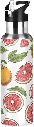 Grapefruit Fruits Stainless Steel Vacuum Insulated Water Bottle 32 Oz Leakproof Water Bottles, BPA-Free Sports Water Bottle with Straw
