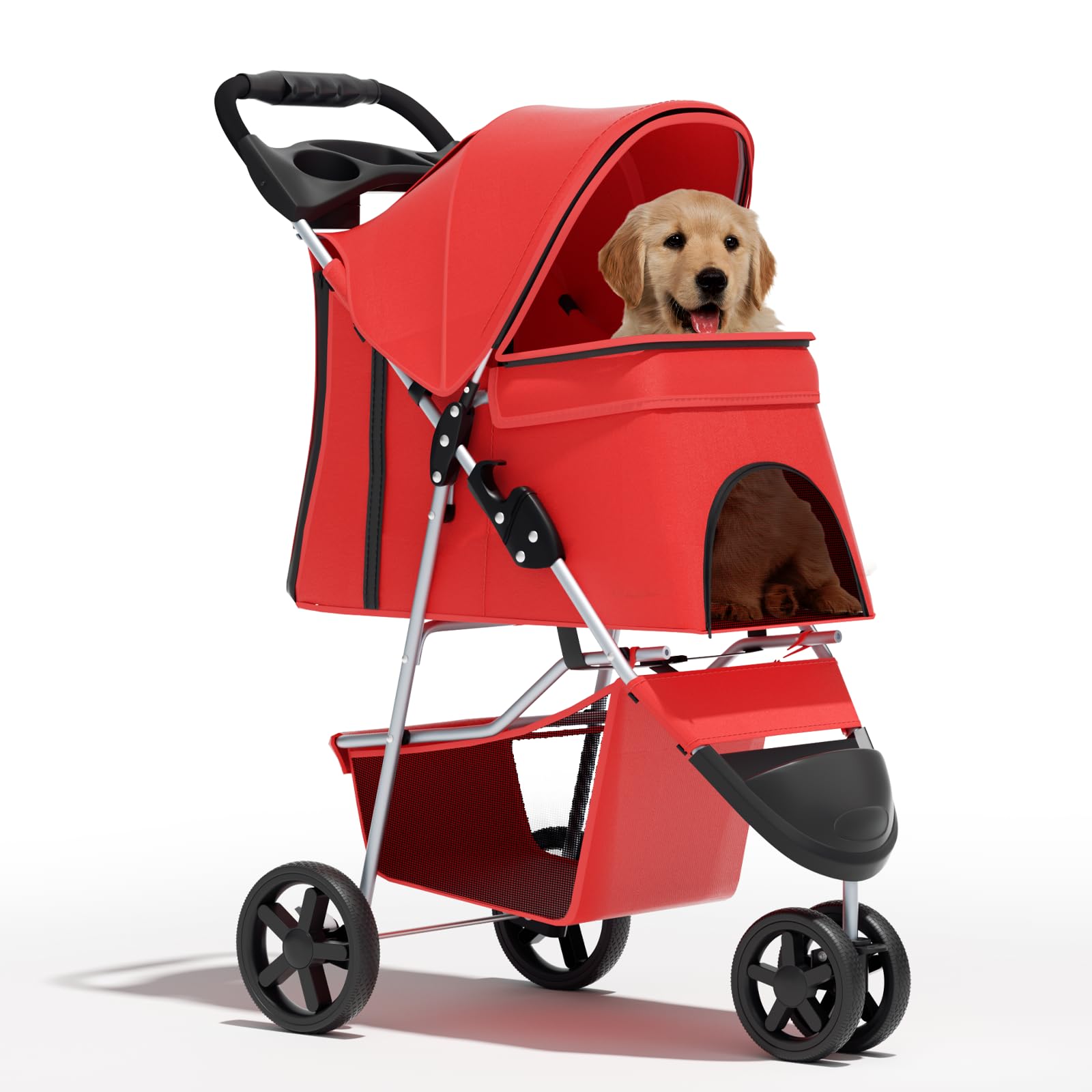 Pet Stroller for Small Dogs 10 lbs, Dog Stroller for Medium Dogs 30 lbs, Cat Strollers for 2 Cats, 3 Wheels Foldable Jogger Puppy Stroller with