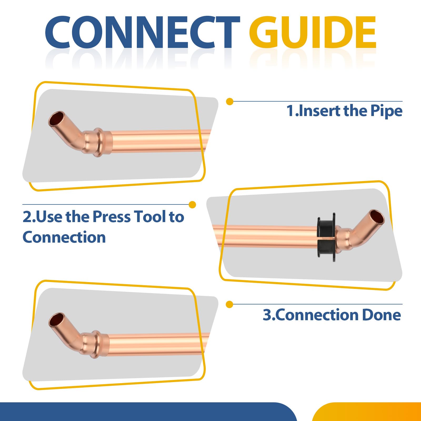 (Paquete de 30) Conectores de Codo de Cobre GUOFIS LF para Calle, Codo de 45 Grados de Ajuste a presión de 1/2" FTG x 1/2" para conexión de tubería de Cobre (PRESS037-30Pack)