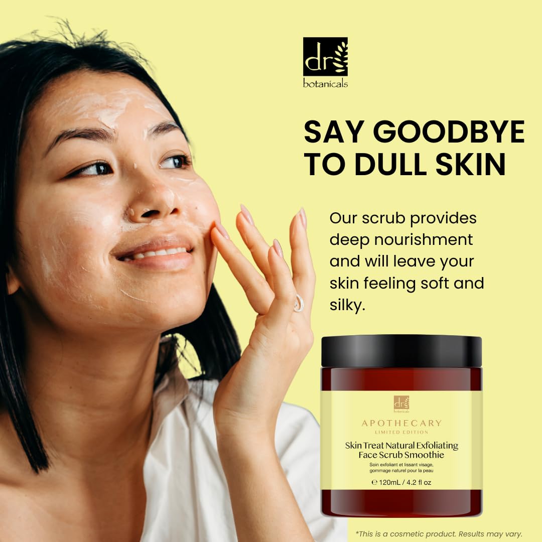 Dr Botanicals Skin Treat Natural Exfoliating Face Scrub Smoothie | Gentle and Effective Facial Cleanser, Reveal Your Skin's Natural Glow - 120ml/ 4.05 fl oz