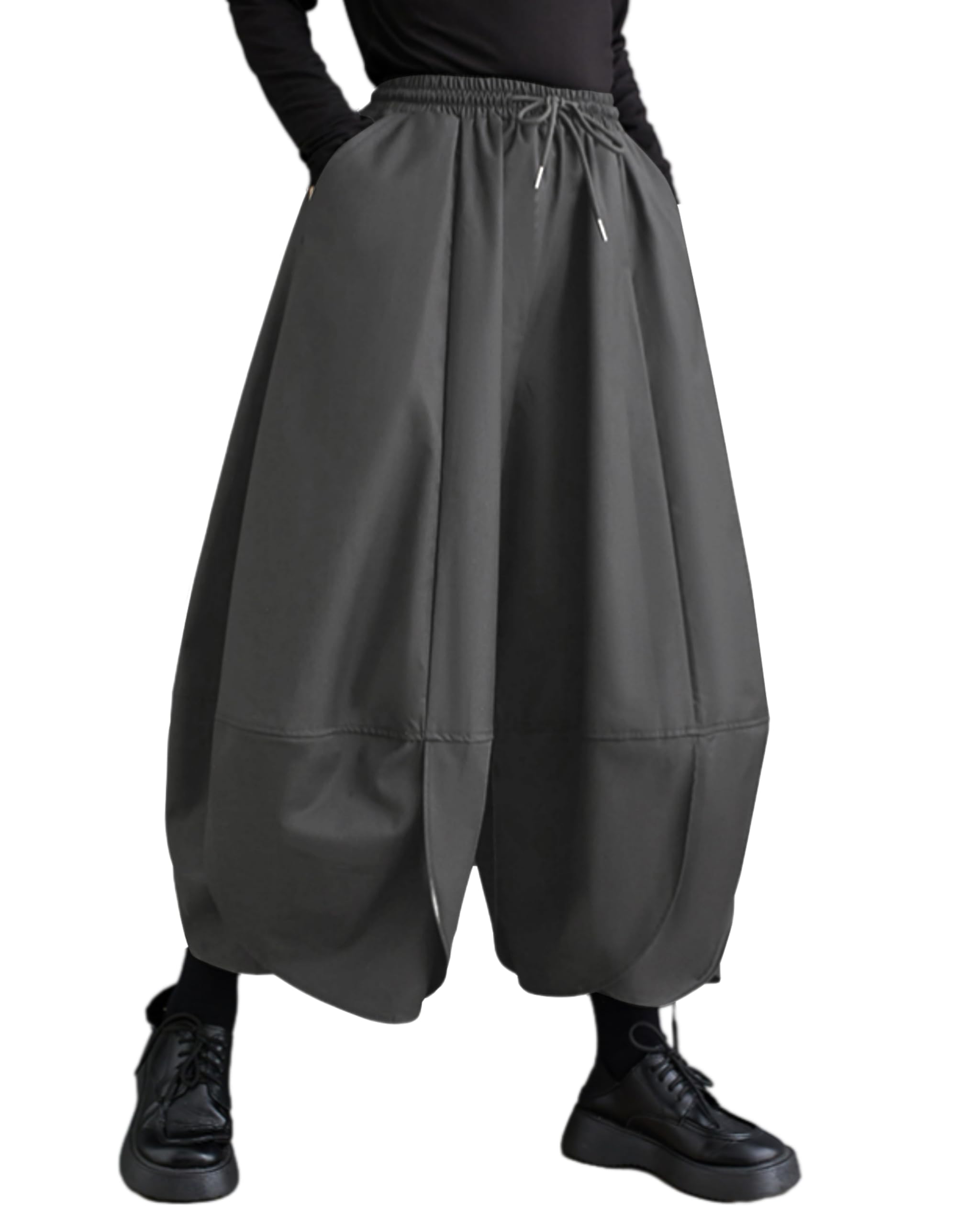 ellazhu Pantaloni da donna a gamba larga Hakama Harem GZ81 A