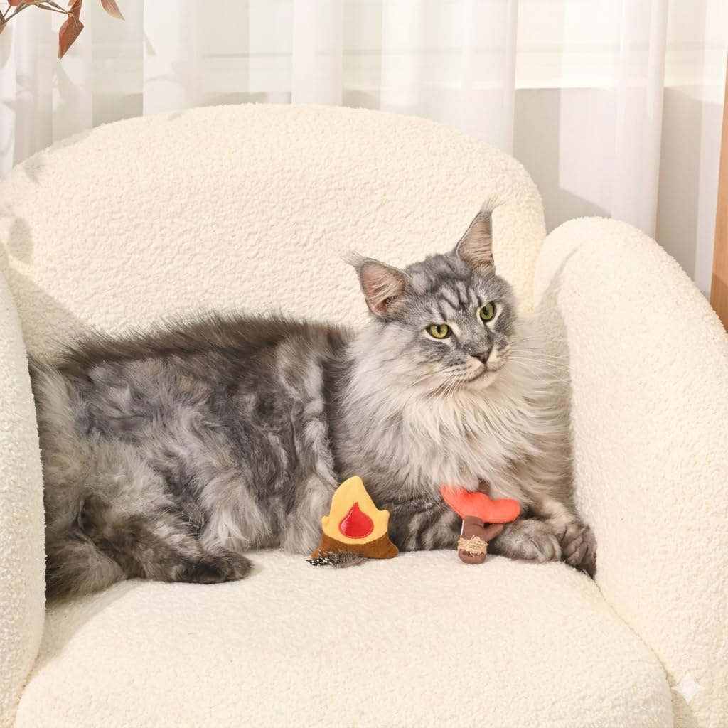 HugSmart Pet Sausage and Campfire Cat Toy, Pack of 2, 4-Inch