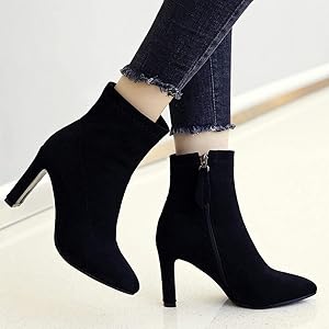Amazon.com | UniqueStride Womens High Block Heel Ankle Boots