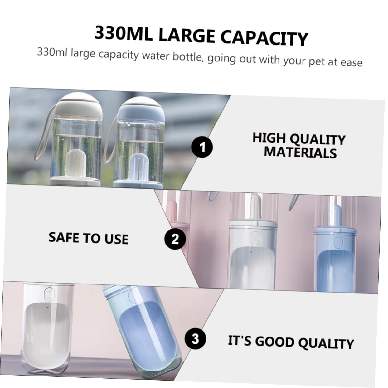 VANZACK Borraccia Portatile per Cani e Gatti 330ml, da Viaggio Design di Perdite, Apertura per Uscire