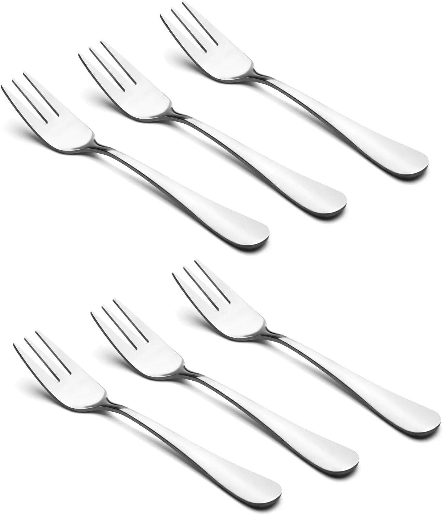 6-Piece Dessert Forks Set, 3 Tines Fruit Salad Fork Flatware Stainless Steel Mirror Polishing 5.5-Inch 14cm, Ideal for Home Kitchen and Restaurant