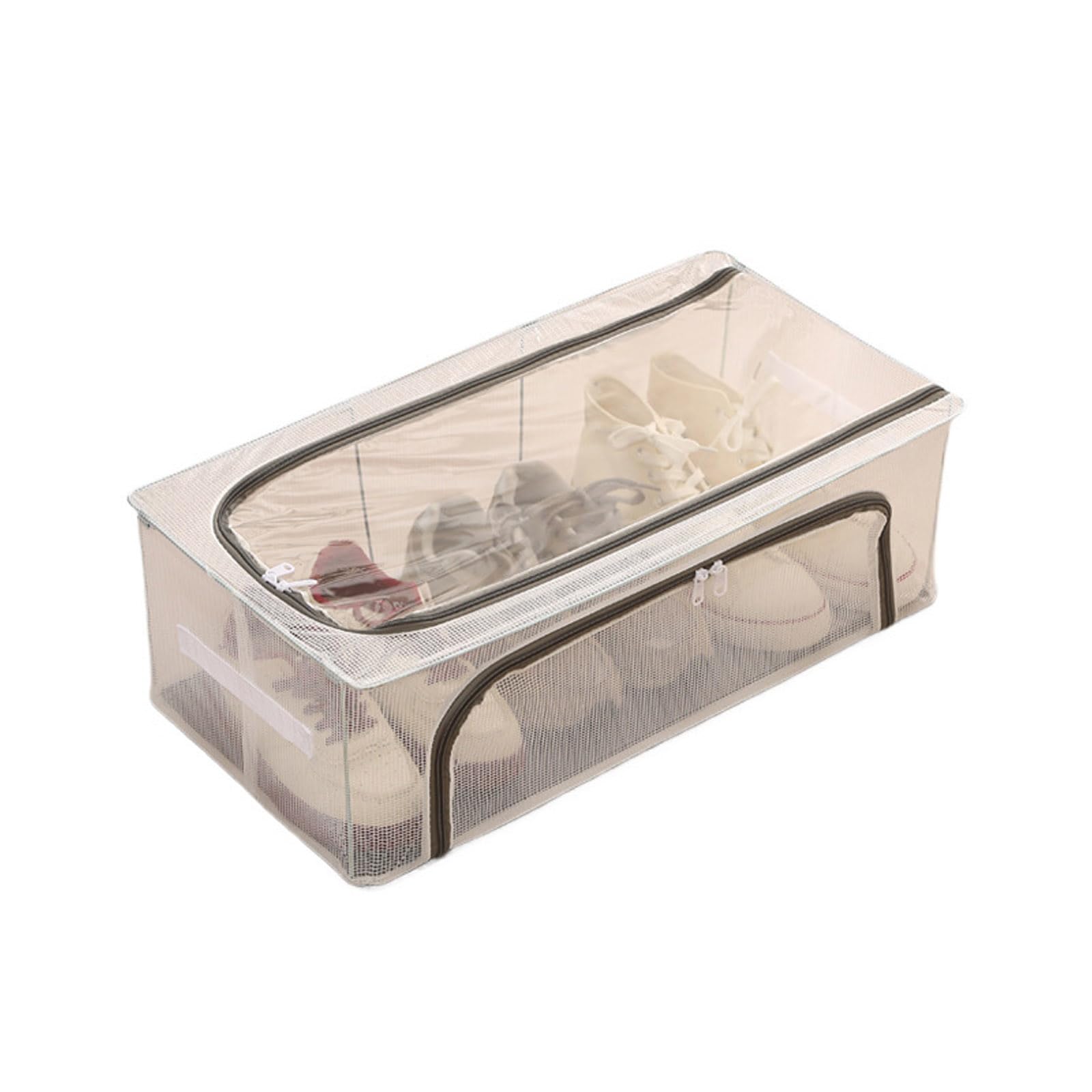 Snorvixre Clear Double Opening Shoe Box Reinforced Base Plate Foldable Storage Solution for Wardrobes Closet Organization Shoe Organizers Box