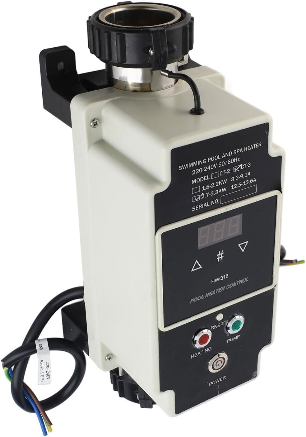 Electric Water Heater Thermostat,1.8 to 2.2KW/2.7 to 3.3KW Pool Heaters,Electric Swimming Pool Water Heaters Hot Tub Thermostat with Digital Display,for Hot Tub Spa Bathtub(2Kw)