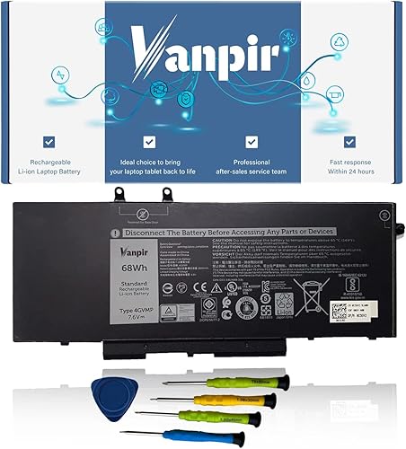 Miniatura 1 de Batería para portátil 4GVMP, 7.6 V 68 Wh, compatible con Dell Latitude 5400 5500 Precision 3540 3550 Inspiron 7590 7591 7791 2 en 1 Series Notebook