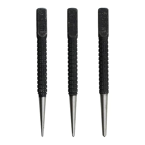TAODAN Juego de punzón central de acero de alto carbono, 3 piezas, herramienta de perforación de marcador de 1,520.118 in, adecuada para