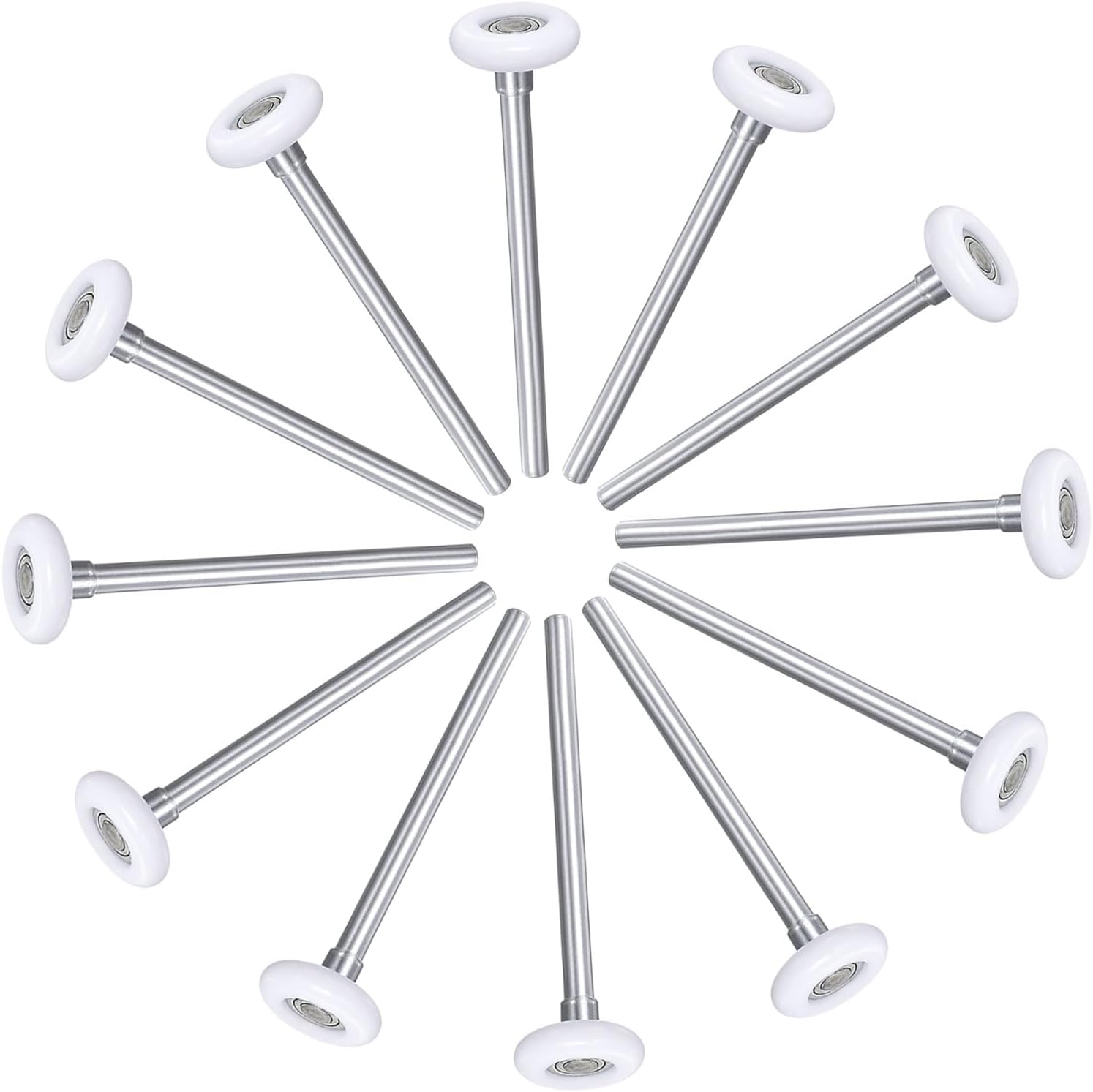 HARFINGTON 12pcs Garage Door Rollers, 2" Nylon Roller for 2" Garage Track, 7" Stem, 11 Balls Sealed Bearing, for Commercial and Residential Garage Doors, White
