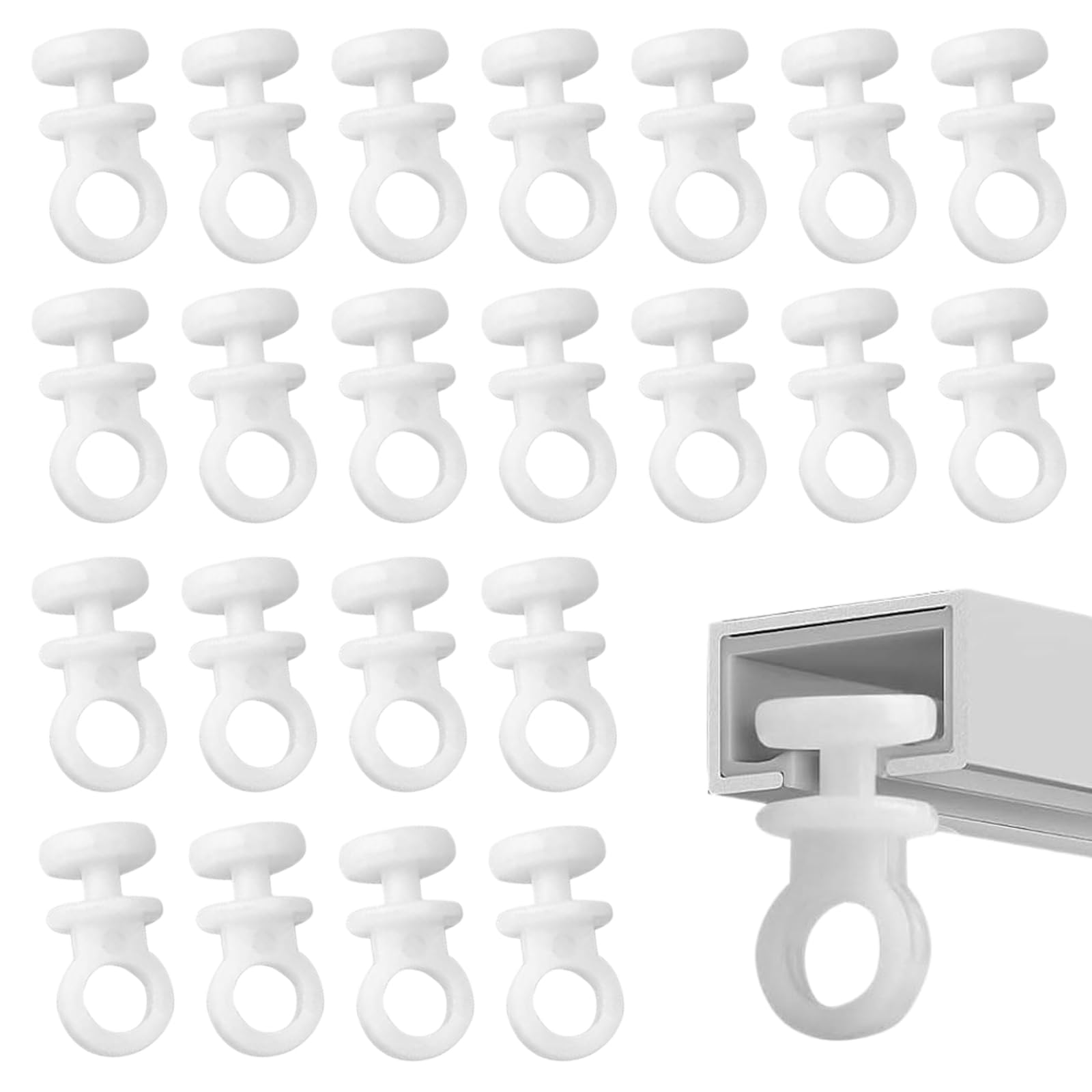 Curtain Plastic Track Clip Buckle, 100Sliders Nylon Hanging Curtain Rail Gliders