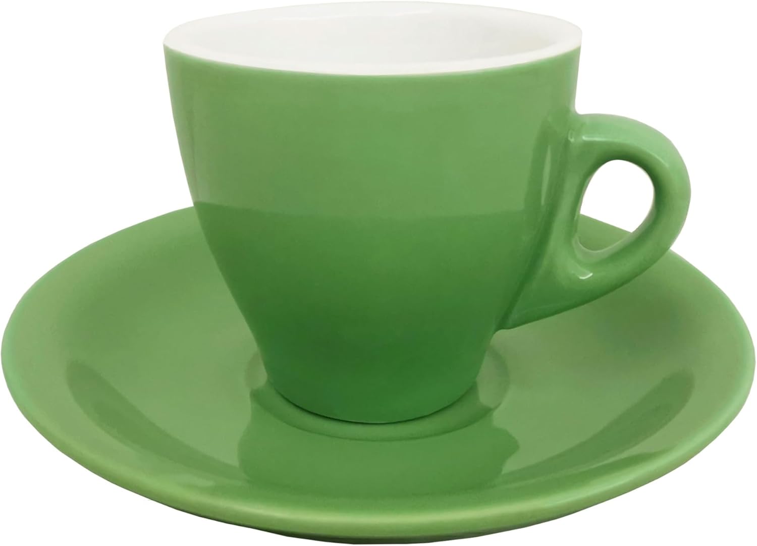 Lorren Home Porcelain Espresso Cups and Saucers, 3 Oz, Green, Set of 6