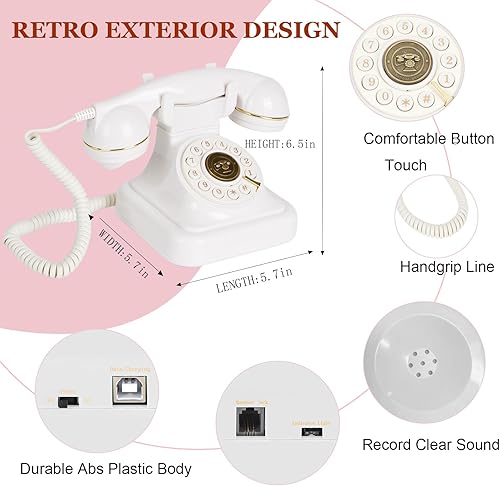 Miniatura 5 de Libro de invitados de audio, teléfono de boda, libro de invitados de audio retro con grabación de voz clara para recepción de boda, despedida de