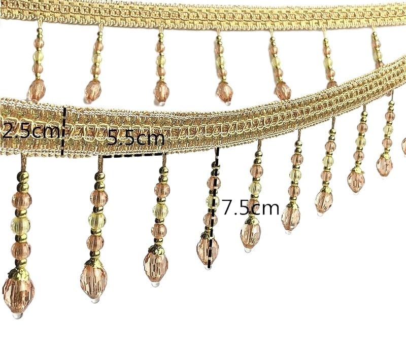 Garniture à franges, dentelle pour rideau, 12 mètres de perles tressées suspendues, garniture de rideau à franges, décoration de table de maison, canapé, bord de pompon, accessoires de couture (coul
