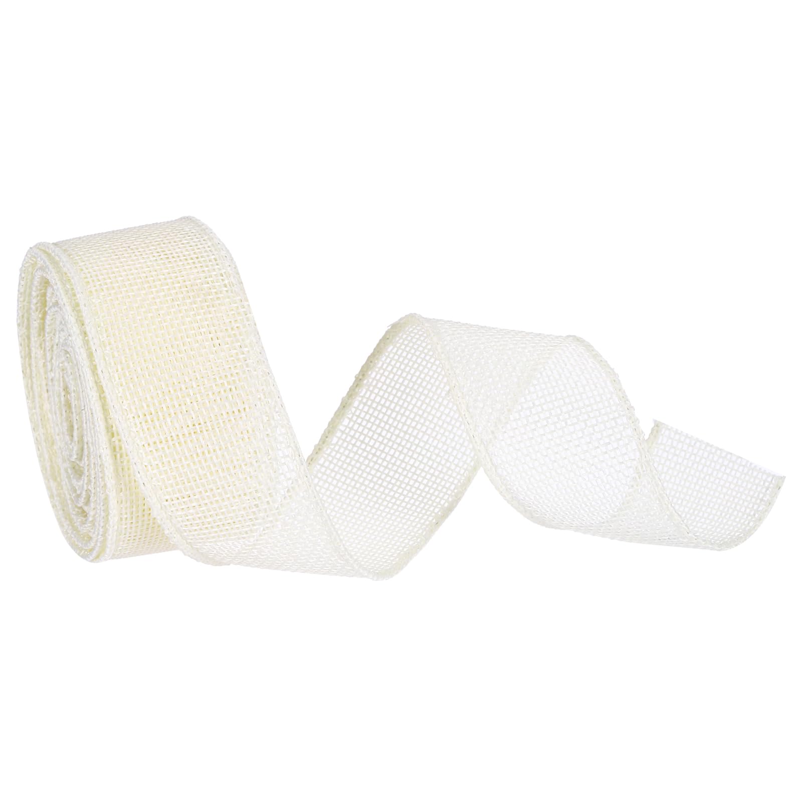 sourcing map Burlap Ribbon Fabric Wired Edge Ribbons Cream White 1-1/2 Inch x 5 Yard Wired Ribbon for Gift Wrapping, Bow, Wreath, Christmas Tree, Flower Bouquet