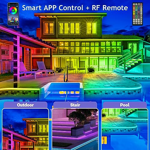 Ailbton DF-N8RC-QVVF 300Ft Waterproof Led Strip Lights With Bluetooth App, Rgb Exterior Rope Lights thumb #1