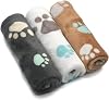 1 Pack 3 Puppy Blankets Super Soft Warm Sleep Mat Cute PAW Print Blanket Fleece Pet Blanket Flannel Throw Dog Blankets for Small Dogs Puppy Cats,GrayWhiteBrown-Large40