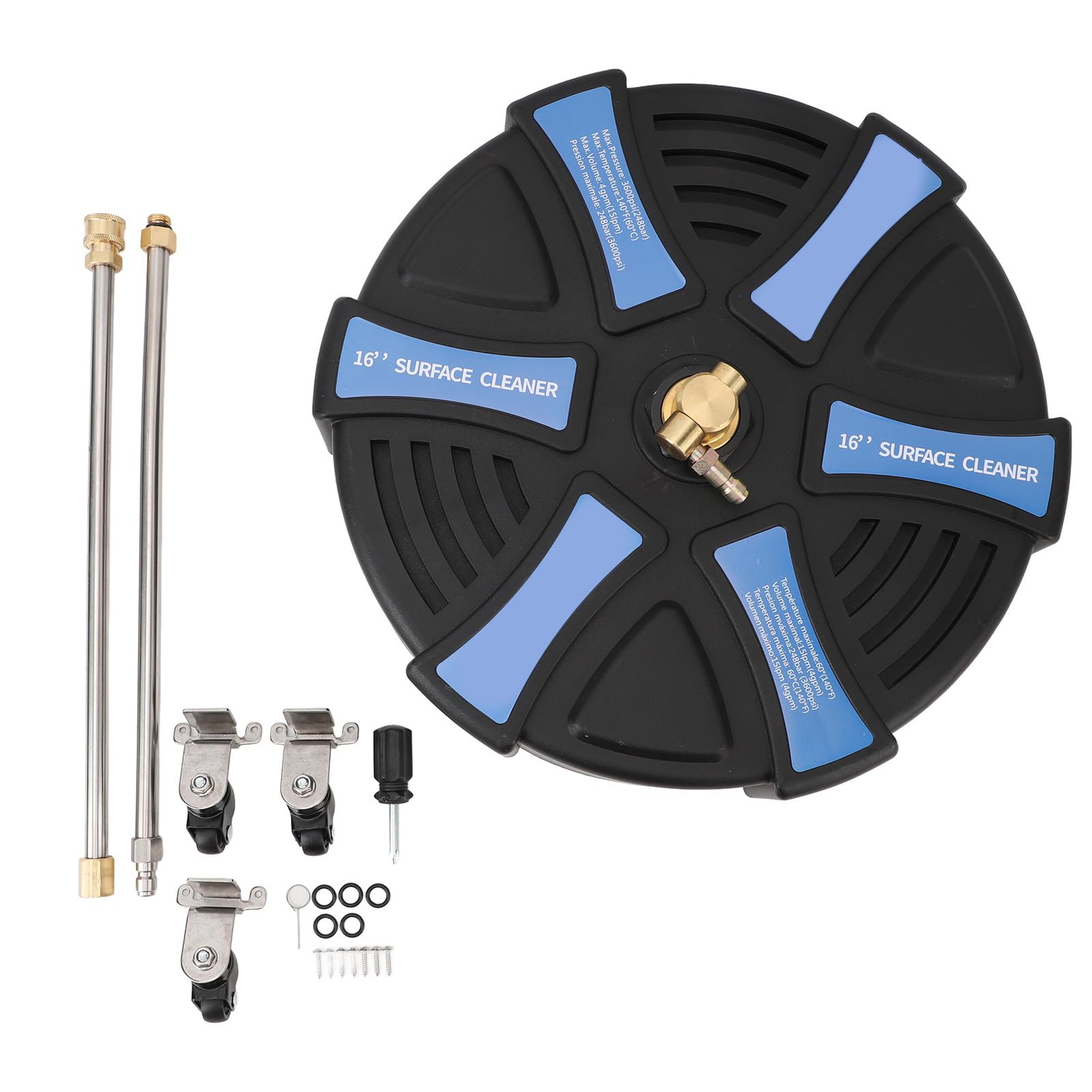 Limpiador de Superficies para Lavadora Eléctrica de Alta Resistencia de 16" con 3 Ruedas, Limpieza de Jardines y Pavimentos