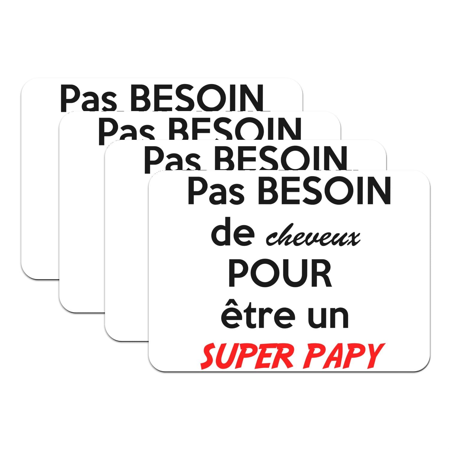 Set de table super papy chauve en caoutchouc grand format 39x28cm pour repas rigolo