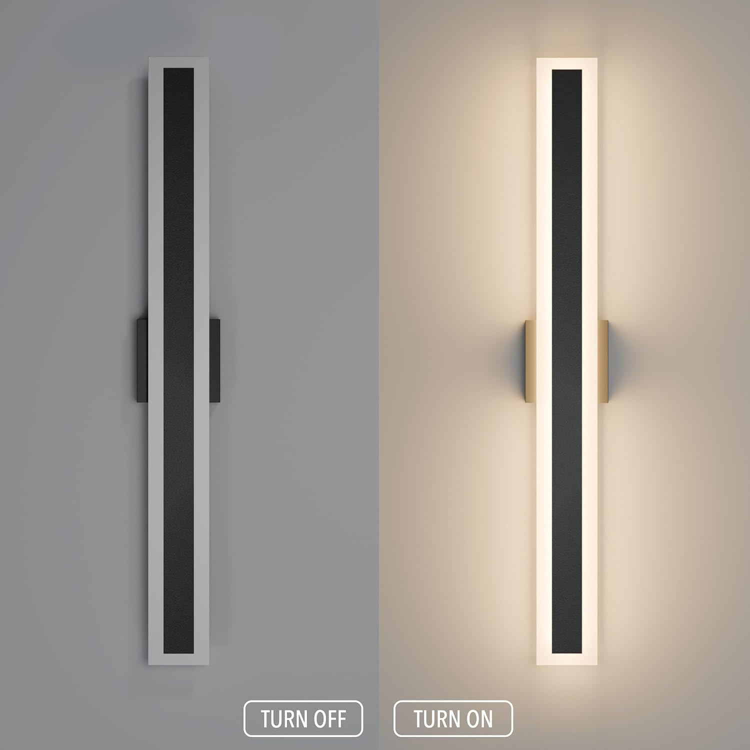 31.5" Long Outdoor LED Wall Lights, 3000K 1320LM IP65 Waterproof Exterior Lighting Fixture, Modern Linear Outside Wall Mount Sconce with Black Metal and Acrylic, for House Porch Patio Garage