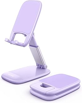 Lamicall Foldable Phone Stand for Desk - Height Adjustable Phone Holder Cradle Dock for iPhone 16 15 14 Pro Max Plus, 13 12 Pro Max Mini, 11 Pro, Xs, XR, X, 8, 6s, SE, Samsung S23, 4"-8" Mobile Phones