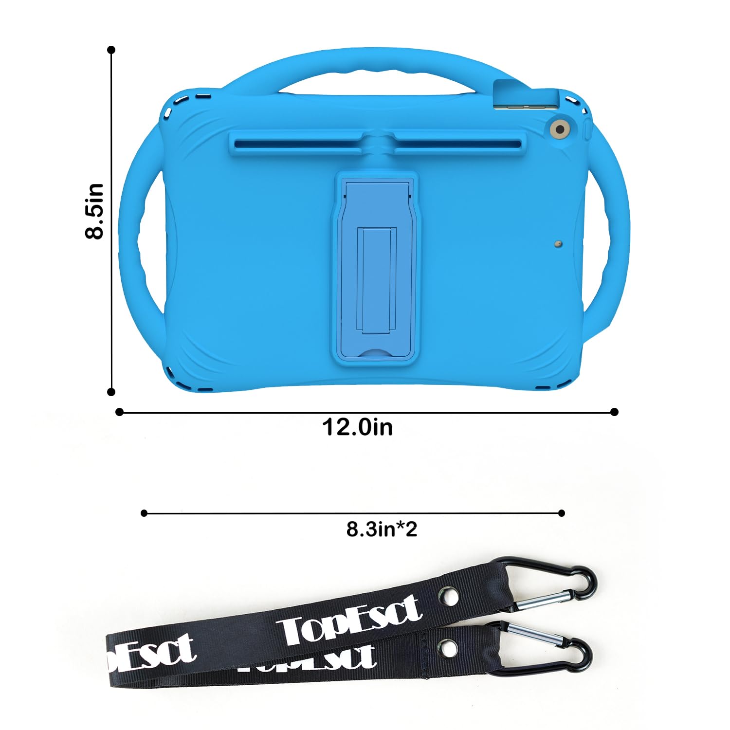 TOPESCT Custodia per bambini per iPad da 10,2 pollici di 9a/8a/7a generazione, realizzata in silicone adatto ai bambini, con protezione schermo integrata, custodia antiurto con manico e supporto per