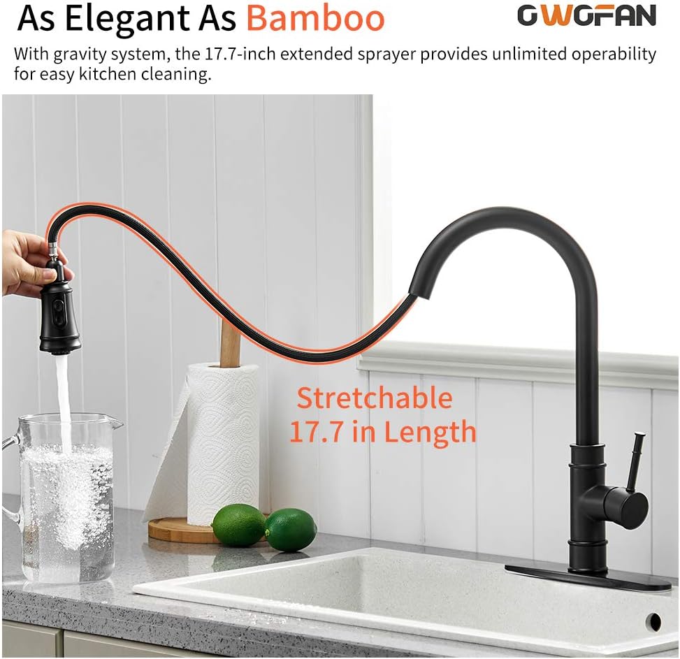 Black Friday Sale 2022 Kitchen Faucet Pull Down Commercial Modern Single Hole Single Handle high arc Stainless Steel Kitchen Sink faucets with Pull Out Sprayer Black