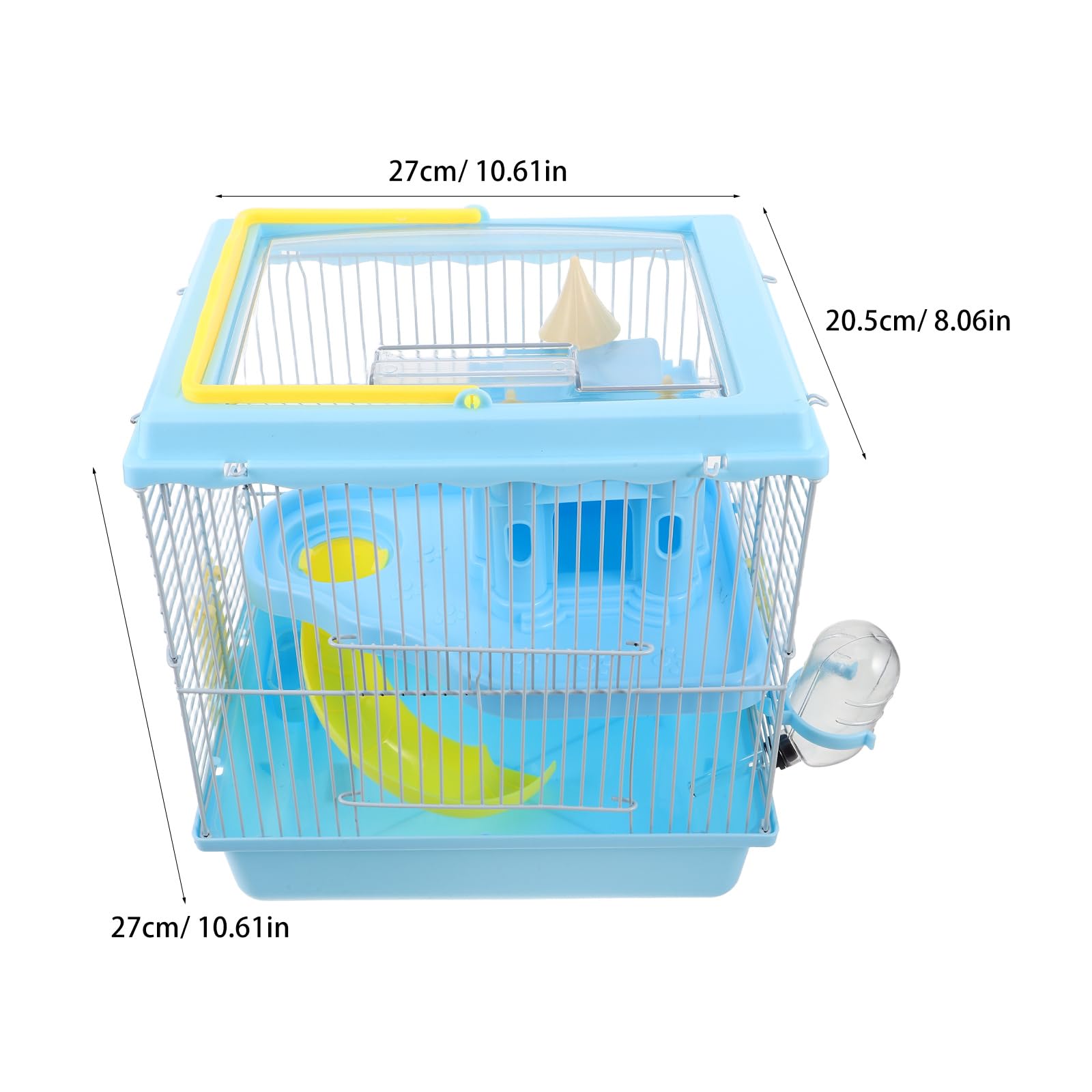 Cage à Hamster à 2 Niveaux avec Accessoires, Château Luxe | Plastique et Fer, Bouteille D’eau, Toboggan, Roue D’exercice, Gamelle, pour Hamsters et Petites Souris