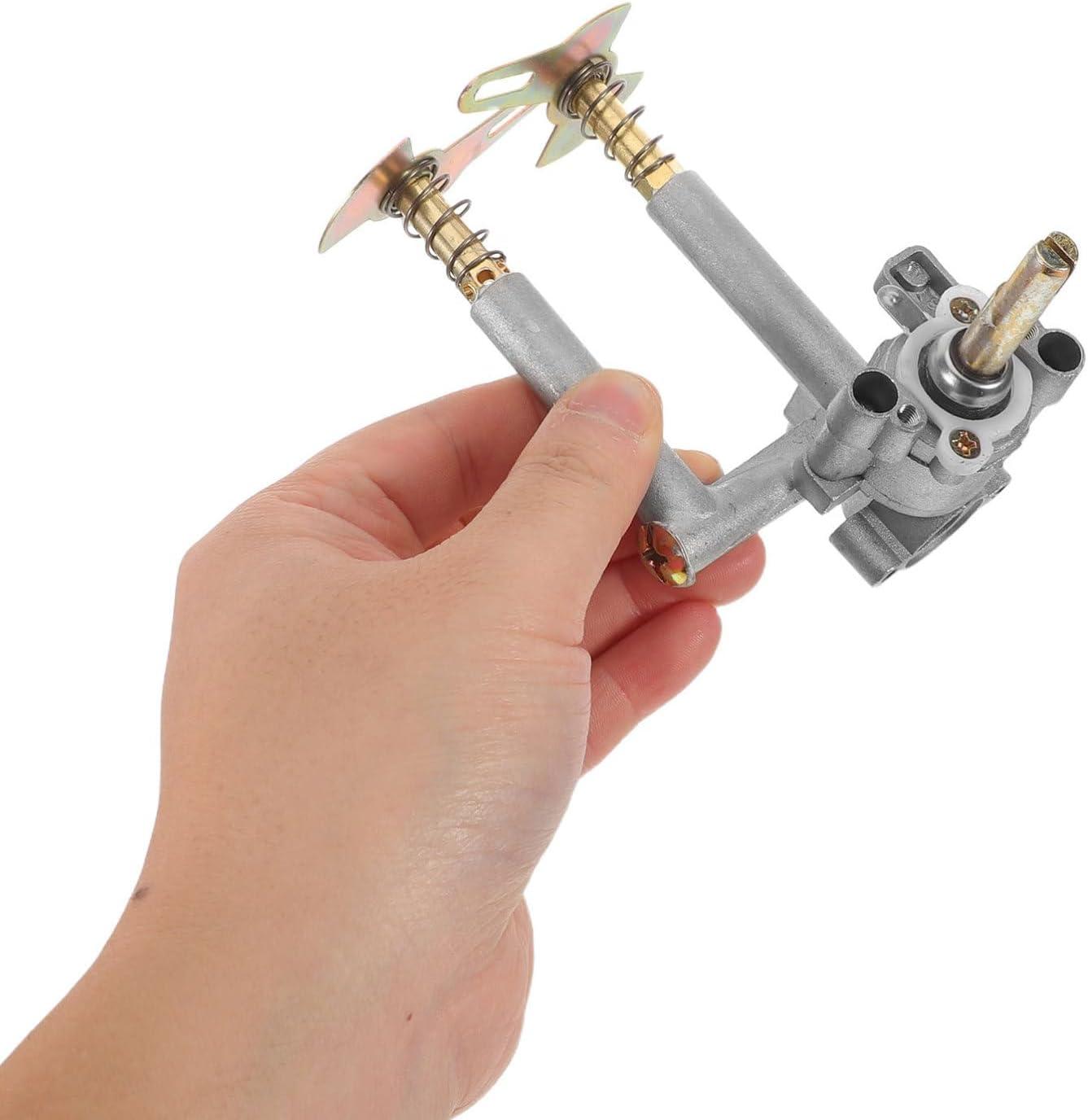 TEHAUX 2pcs Grill Gas Valve Replacement Kit with Electric Control Knobs for Dual Head Operation and Independent Left and Right Grill Control, Metal Hob Parts Fitting Kit for Hotel