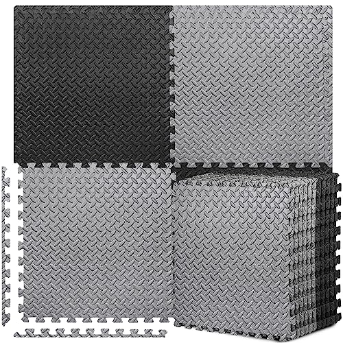 Schutzmatten Set Puzzlematte Bodenschutz Matte - 16 Puzzle Bodenschutzmatten Unterlegmatte | Fitnessmatte Turnmatte Sportmatte Trainingsmatte Boden Schutz, Sport Fitnessraum Keller Garage Fitness Pool