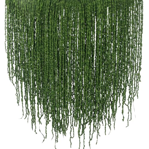 ACRYCS 100 Pcs Hanging Moss Vines Faux Moss Garland for Decorating Artificial Amaranthus Hanging Flowers 63" Fake Mossy Rope for Crafts Wedding Arch Floral Arrangment Wall Hanging Mantle Dark Green