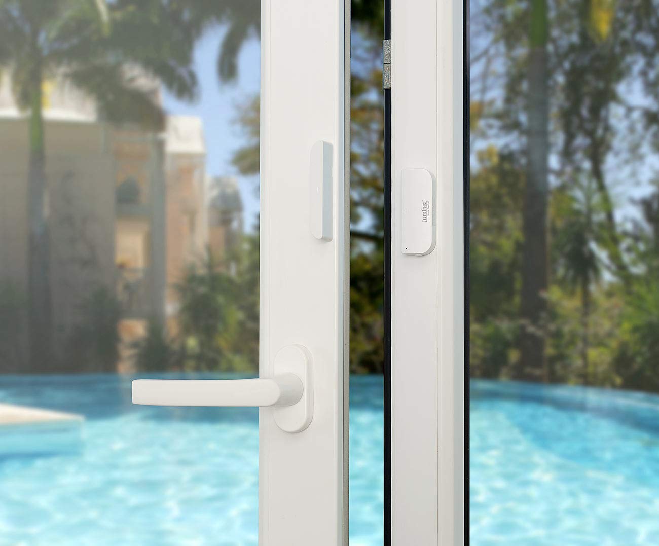 Luminea sensore finestra WLAN: set da 3 Allarmi per porte e finestre WLAN, compatibile con Amazon Alexa e Google Assistant, App per notifiche globali (allarme porte finestre wifi, sensori, samsung)