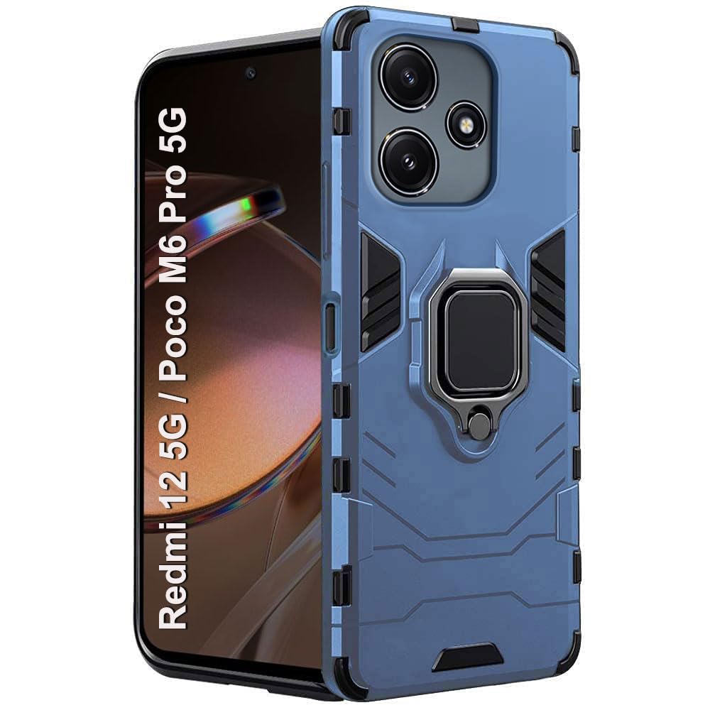 TheGiftKart Tough Armor Bumper Back Case Cover for Mi Redmi 12 5G / Poco M6 Pro 5G | Ring Holder & Kickstand in-Built | 360 Degree Protection Back Cover Case for Redmi 12 5G (PC & TPU, Greyish Blue) (B0CQGCNQ7V) Amazon Price History, Amazon Price Tracker